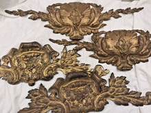 Load image into Gallery viewer, PAIR 19TH Antique French Gilded Bronze Shell Pediment 16&quot; Hardware Salvage 209
