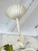 Load image into Gallery viewer, Gorgeous Vintage 1960 Italian Chandelier Iron Porcelain Flower Foliage Ceiling
