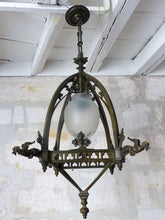 Load image into Gallery viewer, Gorgeous French Sanctuary Bronze Gothic Lantern Chandelier Ceiling Chimera 19TH
