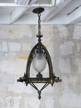 Load image into Gallery viewer, Gorgeous French Sanctuary Bronze Gothic Lantern Chandelier Ceiling Chimera 19TH
