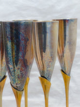 Load image into Gallery viewer, Charming Set of x10 Vintage Champagne Flutes - Brass &amp; Gilded Metal - 9&quot;
