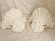 Load image into Gallery viewer, Gorgeous Vintage Pair Wall Light Rococo Louis XV Shell Design Plaster Sconce
