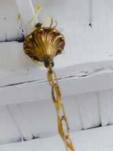 Load image into Gallery viewer, Vintage French 2 Arms Ormolu Bronze &amp; Glass Chandelier Ceiling Cherub Putti
