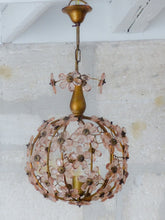 Load image into Gallery viewer, Gorgeous Ceiling Ball Chandelier Prisms Flowers Maison Bagues Style 1930 RARE
