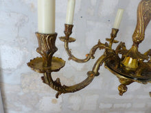 Load image into Gallery viewer, Vintage French 6 Arms Gilt Bronze Brass Chandelier Ceiling Rococo Louis XV 50&#39;s
