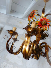 Load image into Gallery viewer, OMG Large Chandelier Ceiling 70&#39;s Sunflower Hollywood Regency Mid Century KOGL
