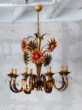 Load image into Gallery viewer, OMG Large Chandelier Ceiling 70&#39;s Sunflower Hollywood Regency Mid Century KOGL
