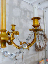 Load image into Gallery viewer, 19TH Antique French 4 Arms Ormolu Bronze Chandelier with Rams Crystal Ceiling
