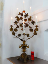 Load image into Gallery viewer, 34&quot; Gorgeous XL Antique Altar Church French Candlestick Bronze Candelabra 19TH
