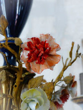 Load image into Gallery viewer, XL SEVRES French Mid-Century Bronze 12 Fires Chandelier Cobalt Porcelain Flowers
