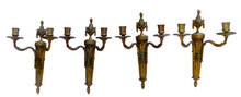 Load image into Gallery viewer, Gorgeous Set 4x Antique Gilded Bronze Wall light Sconce 1920 RAM theme Louis XVI
