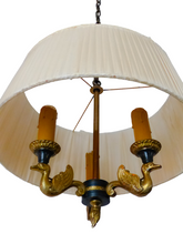 Load image into Gallery viewer, Vintage French 3 Swans Arms Ormolu Bronze Brass Chandelier Ceiling Empire 1950
