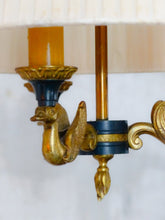 Load image into Gallery viewer, Vintage French 3 Swans Arms Ormolu Bronze Brass Chandelier Ceiling Empire 1950
