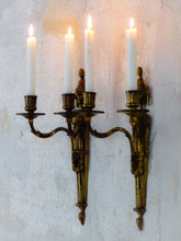 Load image into Gallery viewer, Gorgeous Set 4x Antique Gilded Bronze Wall light Sconce 1920 RAM theme Louis XVI
