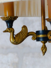 Load image into Gallery viewer, Vintage French 3 Swans Arms Ormolu Bronze Brass Chandelier Ceiling Empire 1950
