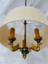 Load image into Gallery viewer, Vintage French 3 Swans Arms Ormolu Bronze Brass Chandelier Ceiling Empire 1950
