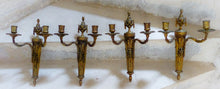 Load image into Gallery viewer, Gorgeous Set 4x Antique Gilded Bronze Wall light Sconce 1920 RAM theme Louis XVI
