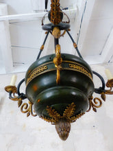 Load image into Gallery viewer, 19TH Antique French 3 Arms Ormolu Bronze Brass Tole Chandelier Ceiling Empire
