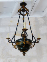 Load image into Gallery viewer, 19TH Antique French 3 Arms Ormolu Bronze Brass Tole Chandelier Ceiling Empire
