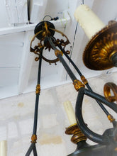 Load image into Gallery viewer, 19TH Antique French 3 Arms Ormolu Bronze Brass Tole Chandelier Ceiling Empire
