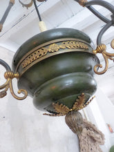 Load image into Gallery viewer, 19TH Antique French 3 Arms Ormolu Bronze Brass Tole Chandelier Ceiling Empire
