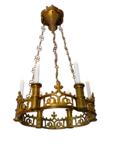 Load image into Gallery viewer, 19TH Antique French Sanctuary Church Crown Chandelier Ceiling Religious Gothic
