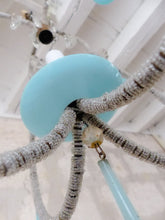 Load image into Gallery viewer, Vintage Little Chandelier Aqua Blue Opaline Drops Cup Beads 1960 MURANO RARE
