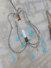 Load image into Gallery viewer, Vintage Little Chandelier Aqua Blue Opaline Drops Cup Beads 1960 MURANO RARE
