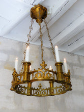 Load image into Gallery viewer, 19TH Antique French Sanctuary Church Crown Chandelier Ceiling Religious Gothic
