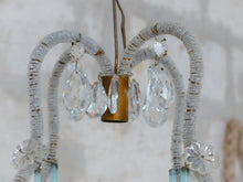 Load image into Gallery viewer, Vintage Little Chandelier Aqua Blue Opaline Drops Cup Beads 1960 MURANO RARE
