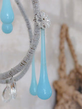 Load image into Gallery viewer, Vintage Little Chandelier Aqua Blue Opaline Drops Cup Beads 1960 MURANO RARE
