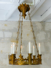 Load image into Gallery viewer, 19TH Antique French Sanctuary Church Crown Chandelier Ceiling Religious Gothic
