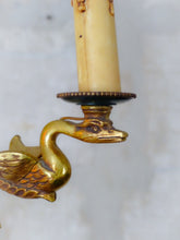 Load image into Gallery viewer, 1950 Vintage French 3 Swans Arms Ormolu Bronze Brass Chandelier Ceiling Empire
