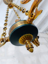 Load image into Gallery viewer, 1950 Vintage French 3 Swans Arms Ormolu Bronze Brass Chandelier Ceiling Empire
