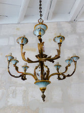 Load image into Gallery viewer, SEVRES French Mid-Century Bronze 9 Fires Chandelier Gilded Porcelain - Louis XV
