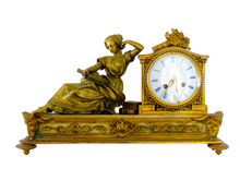 Load image into Gallery viewer, Gorgeous Antique French Bronze Clock Late 19TH Paris movement Woman Study Ram
