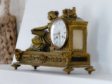 Load image into Gallery viewer, Gorgeous Antique French Bronze Clock Late 19TH Paris movement Woman Study Ram
