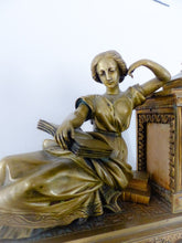 Load image into Gallery viewer, Gorgeous Antique French Bronze Clock Late 19TH Paris movement Woman Study Ram
