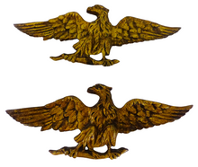 Load image into Gallery viewer, PAIR 19TH Antique French Gilded Bronze Eagle Empire Pediment 8&quot; Hardware Salvage
