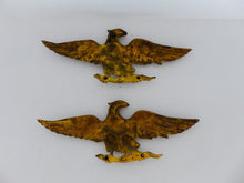 Load image into Gallery viewer, PAIR 19TH Antique French Gilded Bronze Eagle Empire Pediment 8&quot; Hardware Salvage
