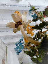 Load image into Gallery viewer, Charming Florentine Chandelier Enameled Metal Tole Flowers 50&#39;s Italian Ceiling
