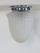 Load image into Gallery viewer, Gorgeous Vintage French ART DECO Lamp or Ceiling- Frosted white Glass 1950
