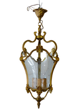 Load image into Gallery viewer, Gorgeous Vintage French Hall Lantern Chandelier Ceiling Gilded Bronze Curved 3🔥
