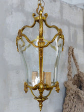 Load image into Gallery viewer, Gorgeous Vintage French Hall Lantern Chandelier Ceiling Gilded Bronze Curved 3🔥
