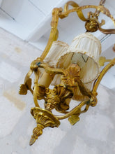 Load image into Gallery viewer, Gorgeous Vintage French Hall Lantern Chandelier Ceiling Gilded Bronze Shades 3🔥
