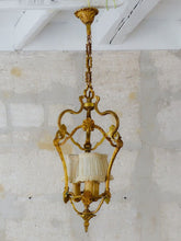 Load image into Gallery viewer, Gorgeous Vintage French Hall Lantern Chandelier Ceiling Gilded Bronze Shades 3🔥
