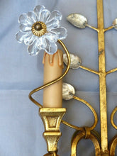 Load image into Gallery viewer, BANCI Large French Mid-Century Gilt Bronze Wall Light Sconce Chandelier Baguès
