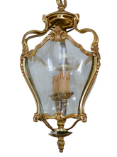 Load image into Gallery viewer, Charming Vintage French Hall Lantern Chandelier Ceiling Gilded Bronze Curved 2
