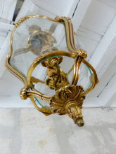 Load image into Gallery viewer, Charming Vintage French Hall Lantern Chandelier Ceiling Gilded Bronze Curved 2
