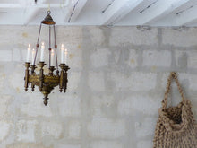 Load image into Gallery viewer, Antique Enameled French Crown Sanctuary Church Chandelier Ceiling Religious 19TH
